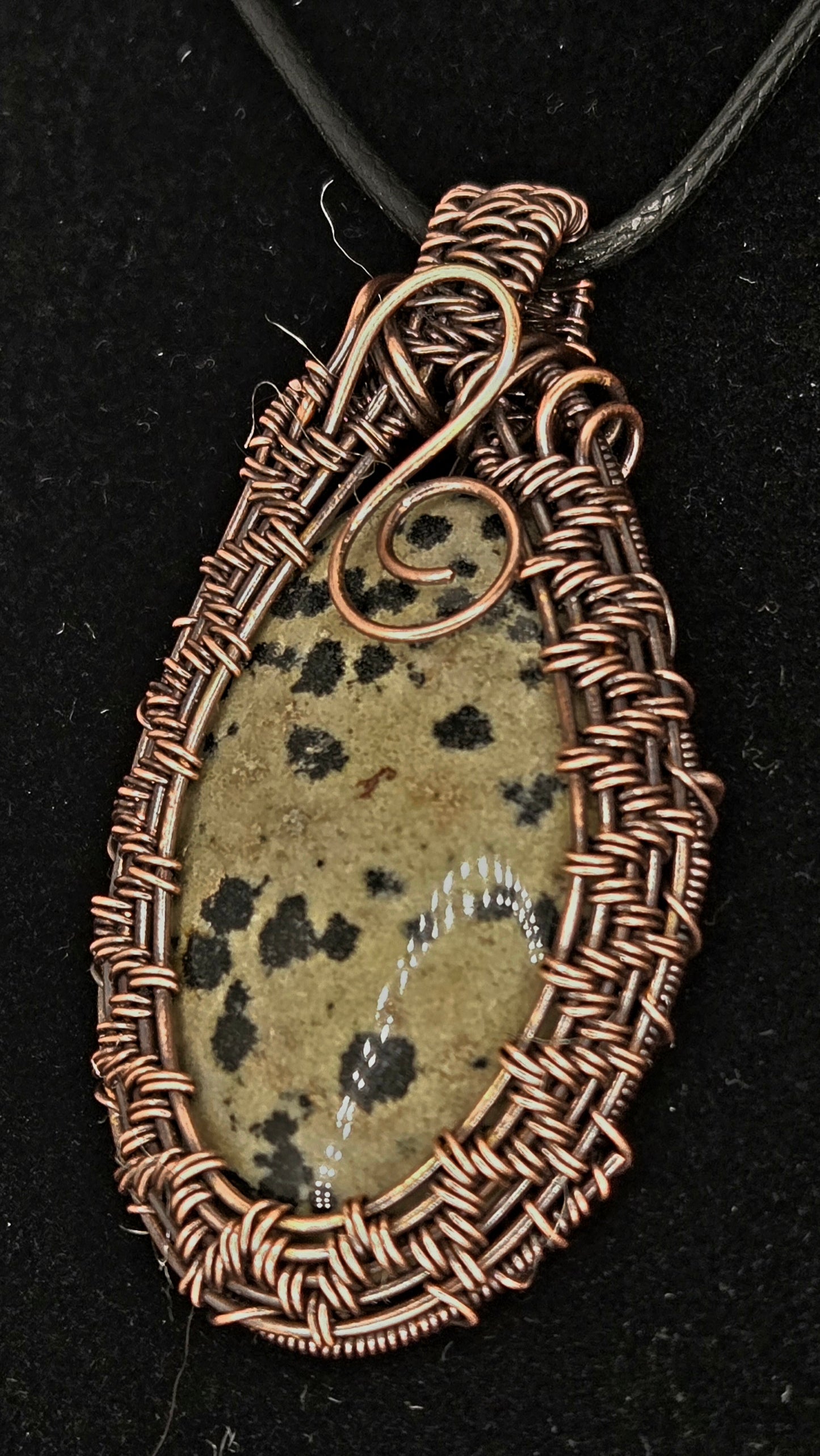 "Pathfinder" – Dalmatian Jasper Copper Wire Pendant