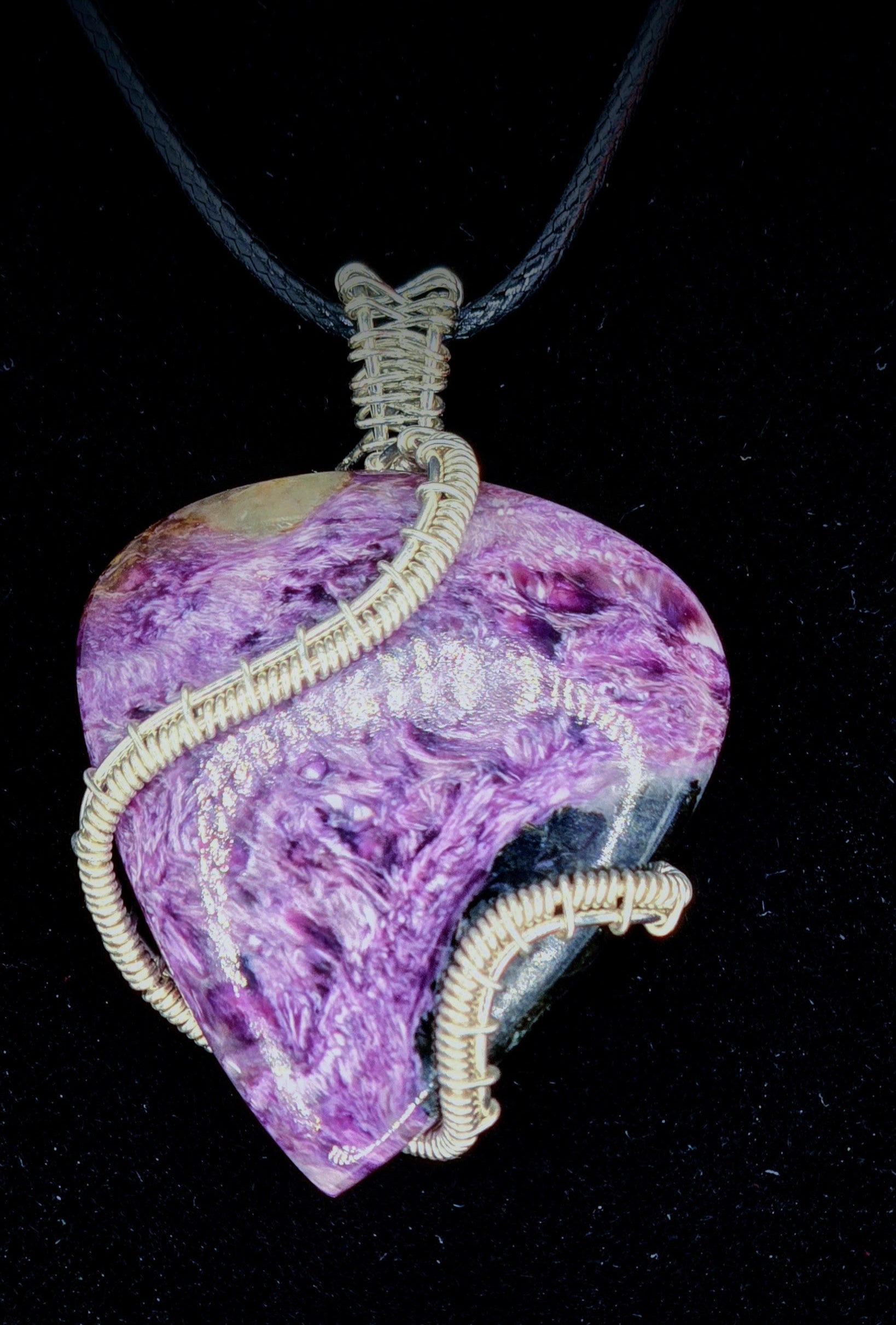 "Mystique" – Hand-Wrapped Charoite Pendant