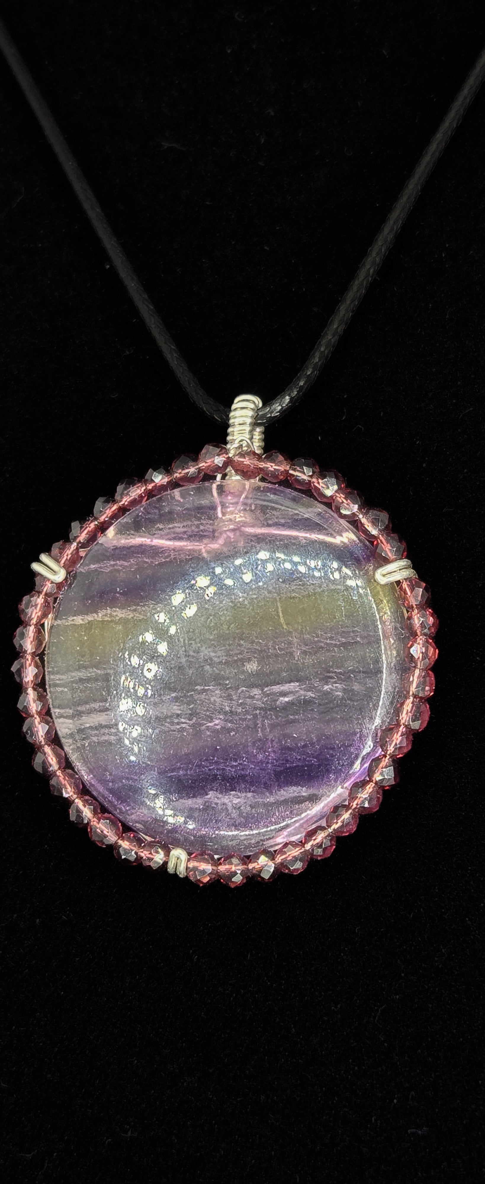 Amethyst Horizon – Fluorite Beaded Pendant