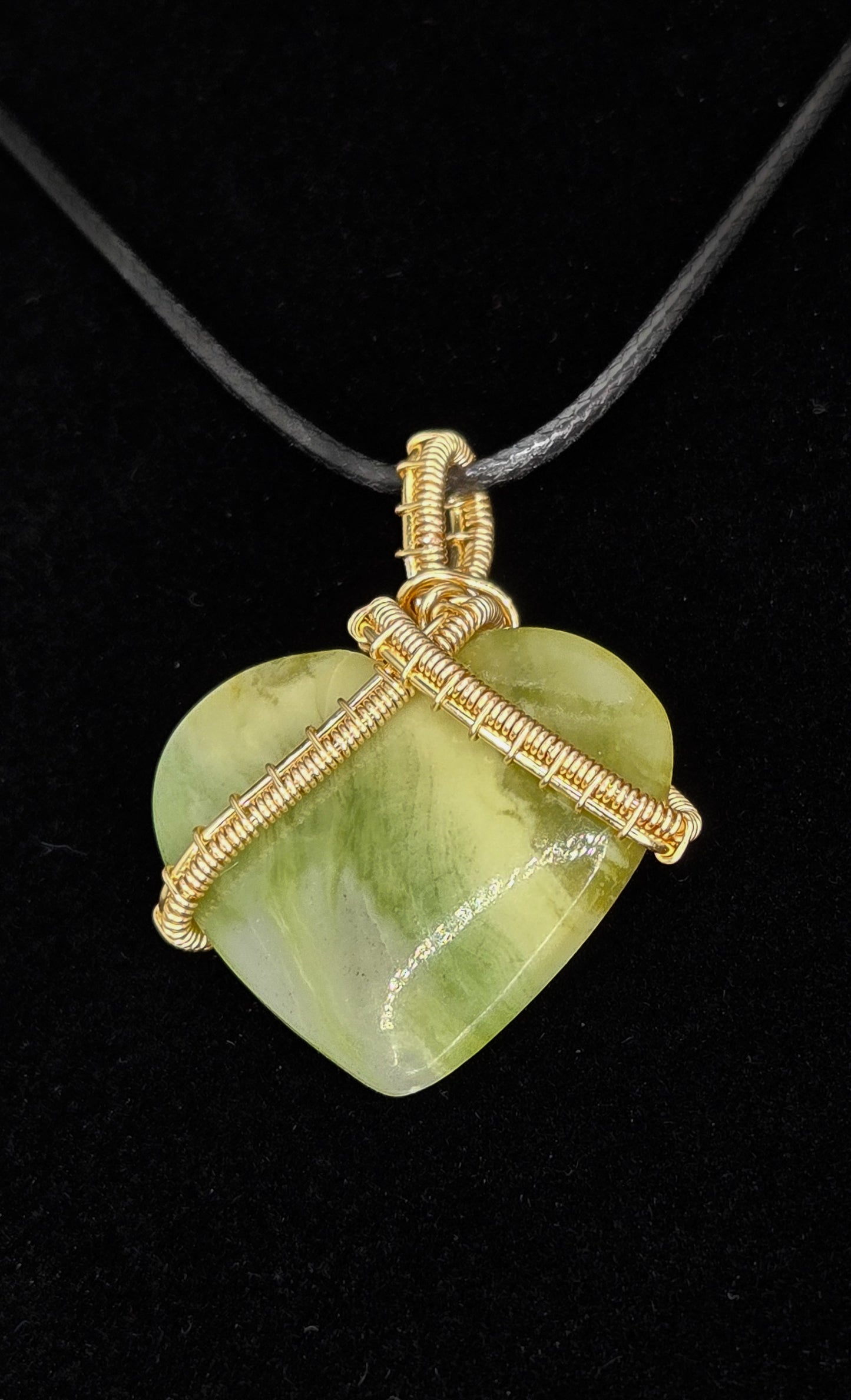 Heart of Serenity – Prehnite Wire-Wrapped Heart Pendant