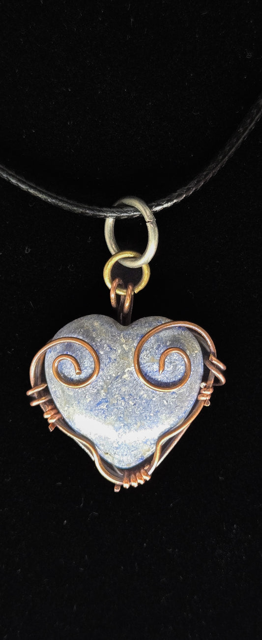 Ocean Heart – Copper Wrapped Jasper Pendant