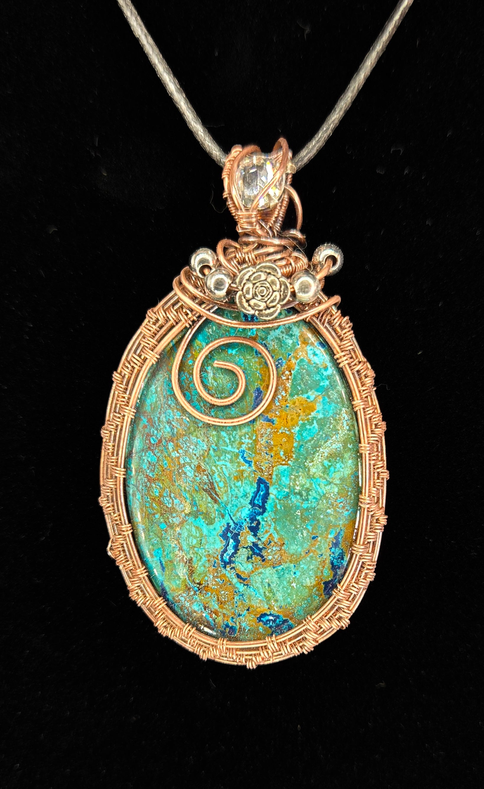 "Ocean Oasis" – Copper Wrapped Chrysocolla Pendant