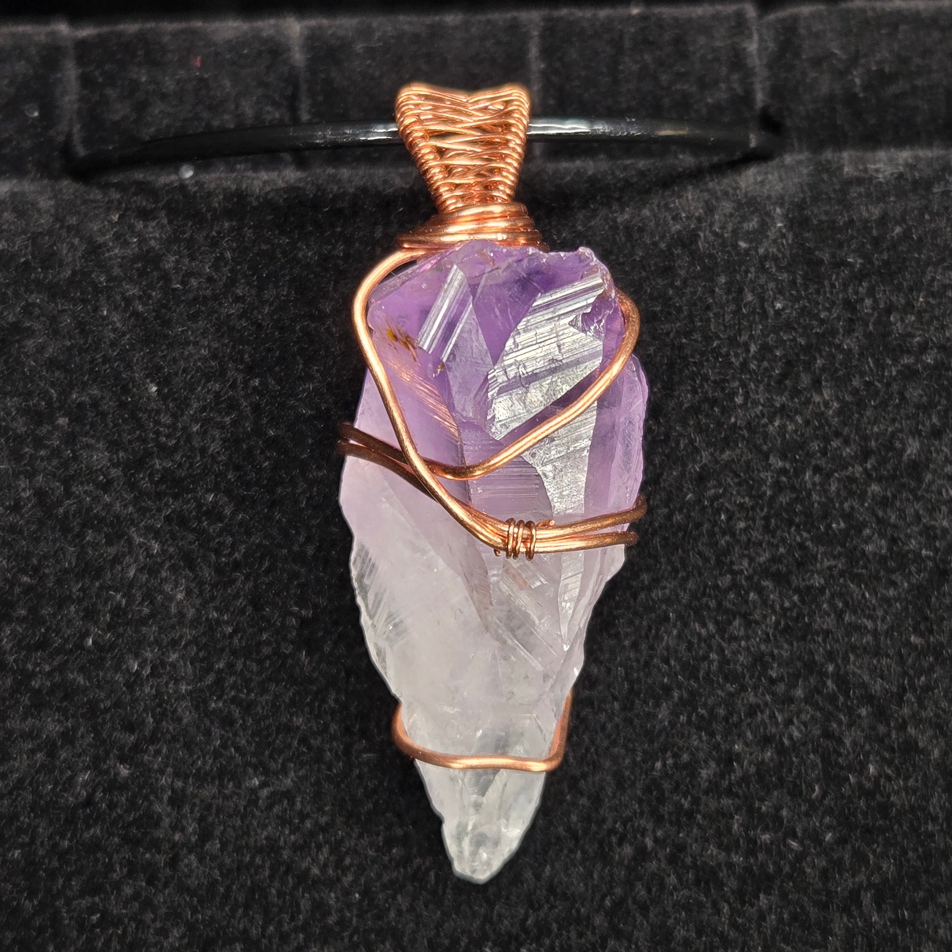 Raw Amethyst Crystal Pendant with Copper Wire Wrap