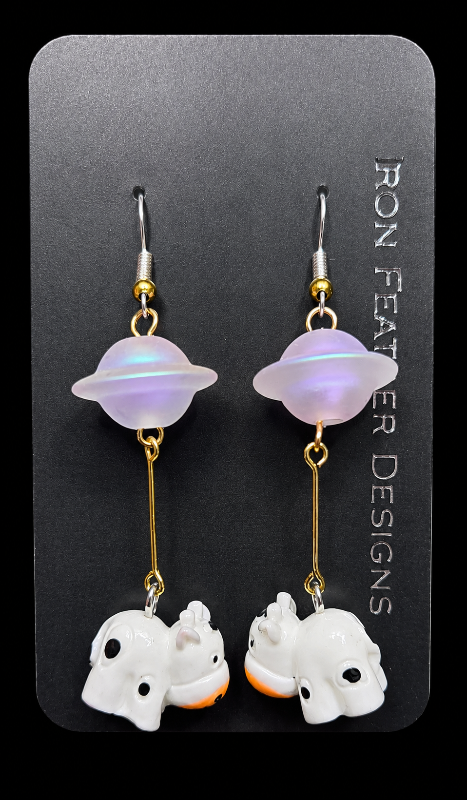 Cow Abduction Earrings – Pastel UFO