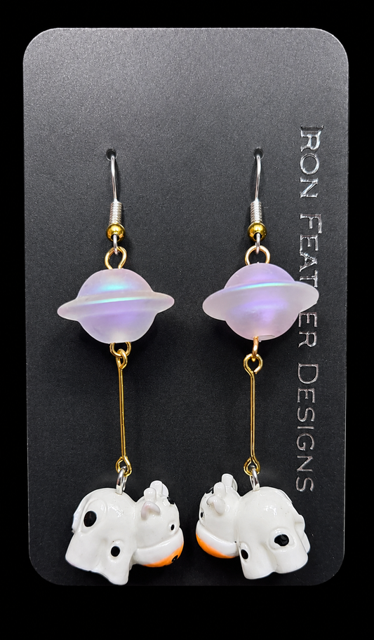 Cow Abduction Earrings – Pastel UFO